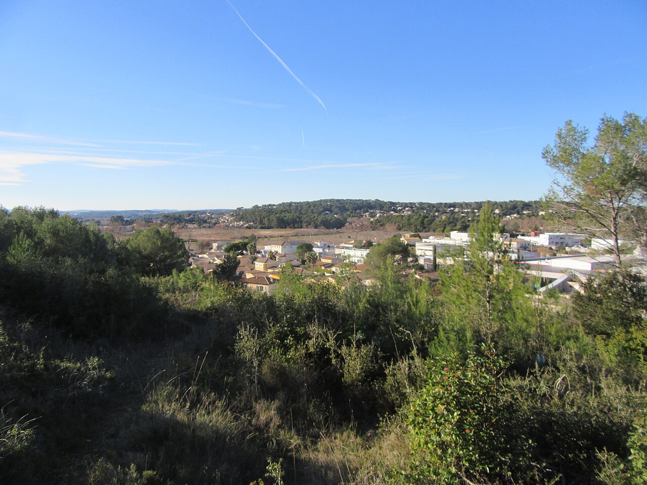 Vue sur les quartiers résidentiels de Jacou depuis le belvédère du chemin de la Garrigue